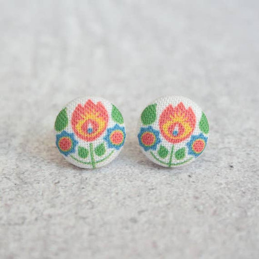 Rachel O's - Bohemian Fabric Button Earrings