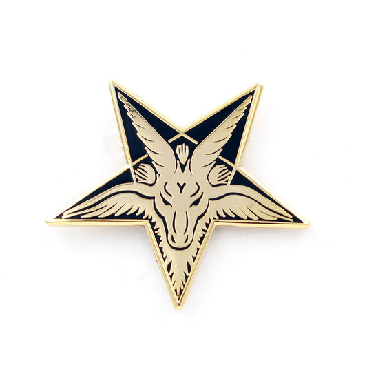 Image of Real Sic  Baphomet Head – Sabbatic Goat Pentagram Occult Enamel Pin