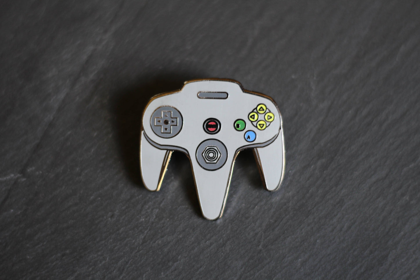 Image of Real Sic Grey N64 Video Game Controller – Nintendo Enamel Pin