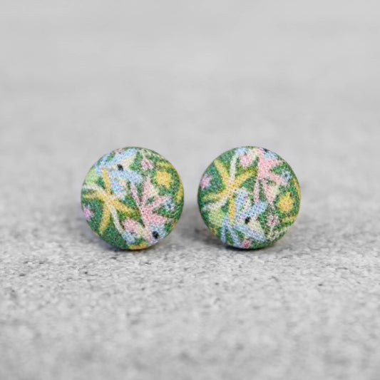 Rachel O's - Prairie Calico Fabric Button Earrings