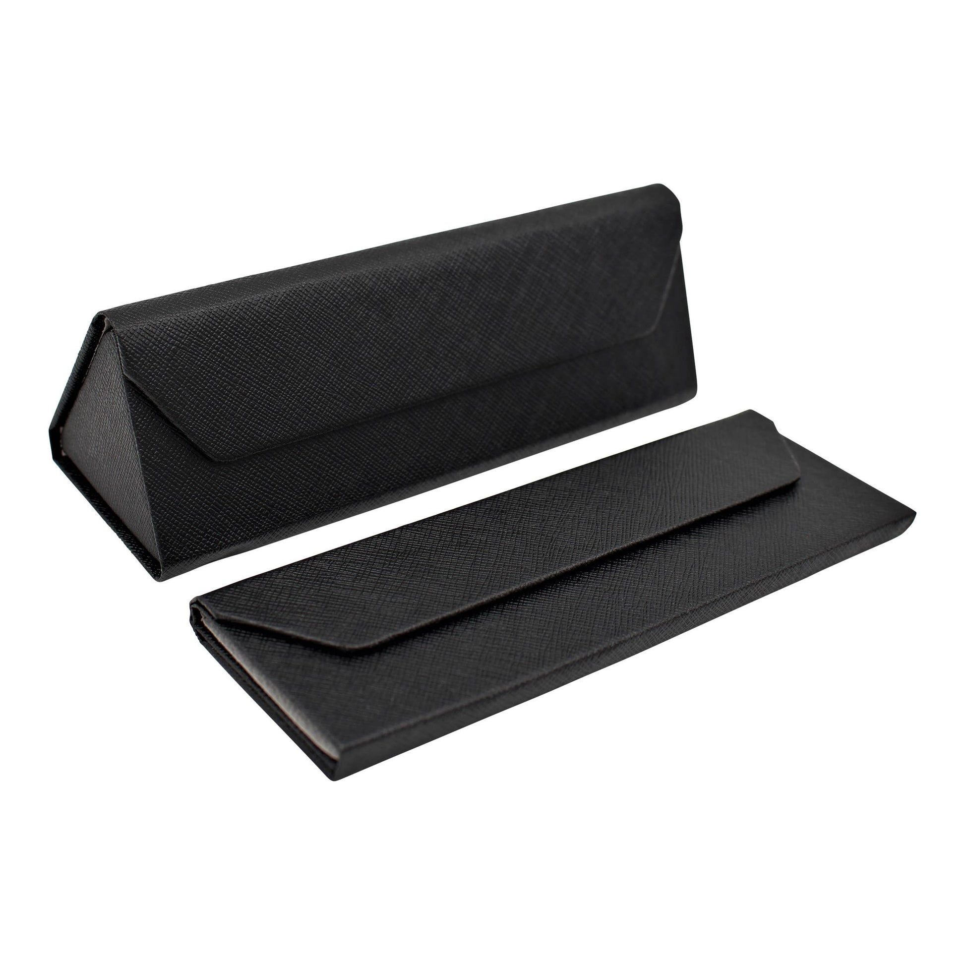 Image of Real Sic Black (Small) Hardshell Eco Leather Solid Color Folding Glasses Case