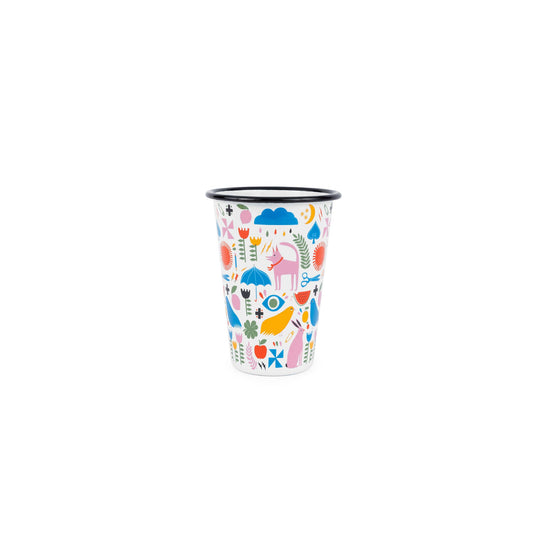 Crow Canyon Home - Lisa Congdon x CCH Pink Dog Enamelware  14 oz Tumbler