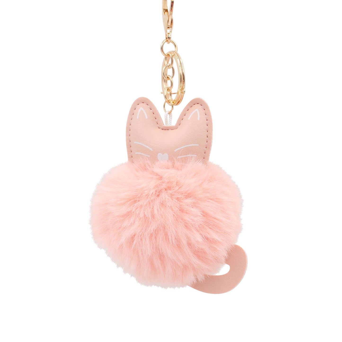 Image of Real Sic Pink Fuzzy Cute Animal Cat - Kitty Pom Pom Charm Key chain