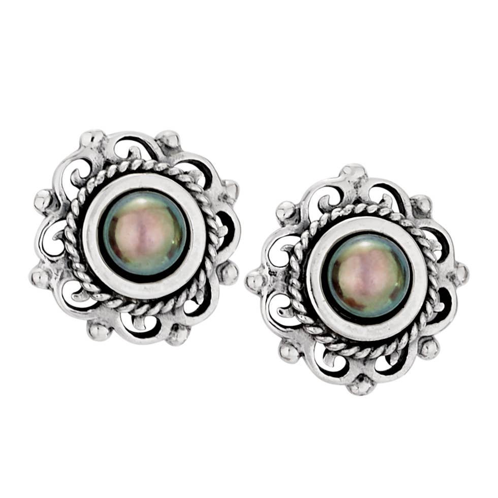 Tiger Mountain Jewelry - Dark and Stormy Sterling Silver and Dark Pearl Earring