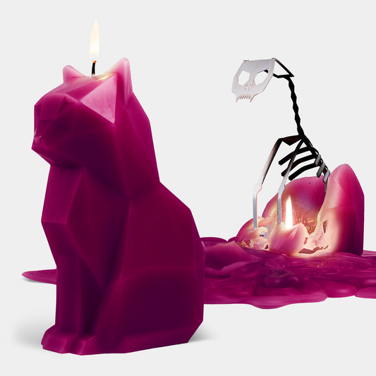 54 Celsius - PyroPet Kisa Cat Skeleton Candle - Burgundy