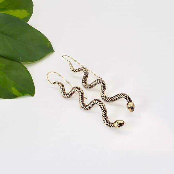 Baizaar - Brass Serpent Earring