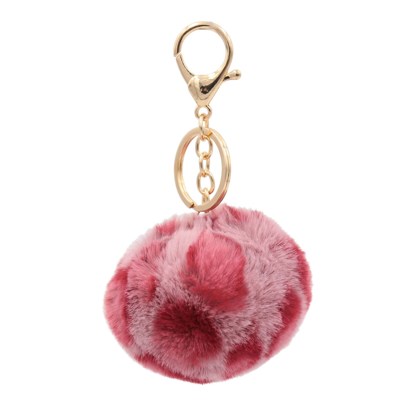 Image of Real Sic Fuchsia Leopard Cute Colorful Pom Pom Key chain - Fuzzy Keychains