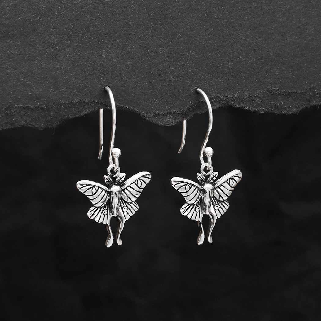 Nina Designs - Sterling Silver Luna Moth Dangle Earrings 30x15mm