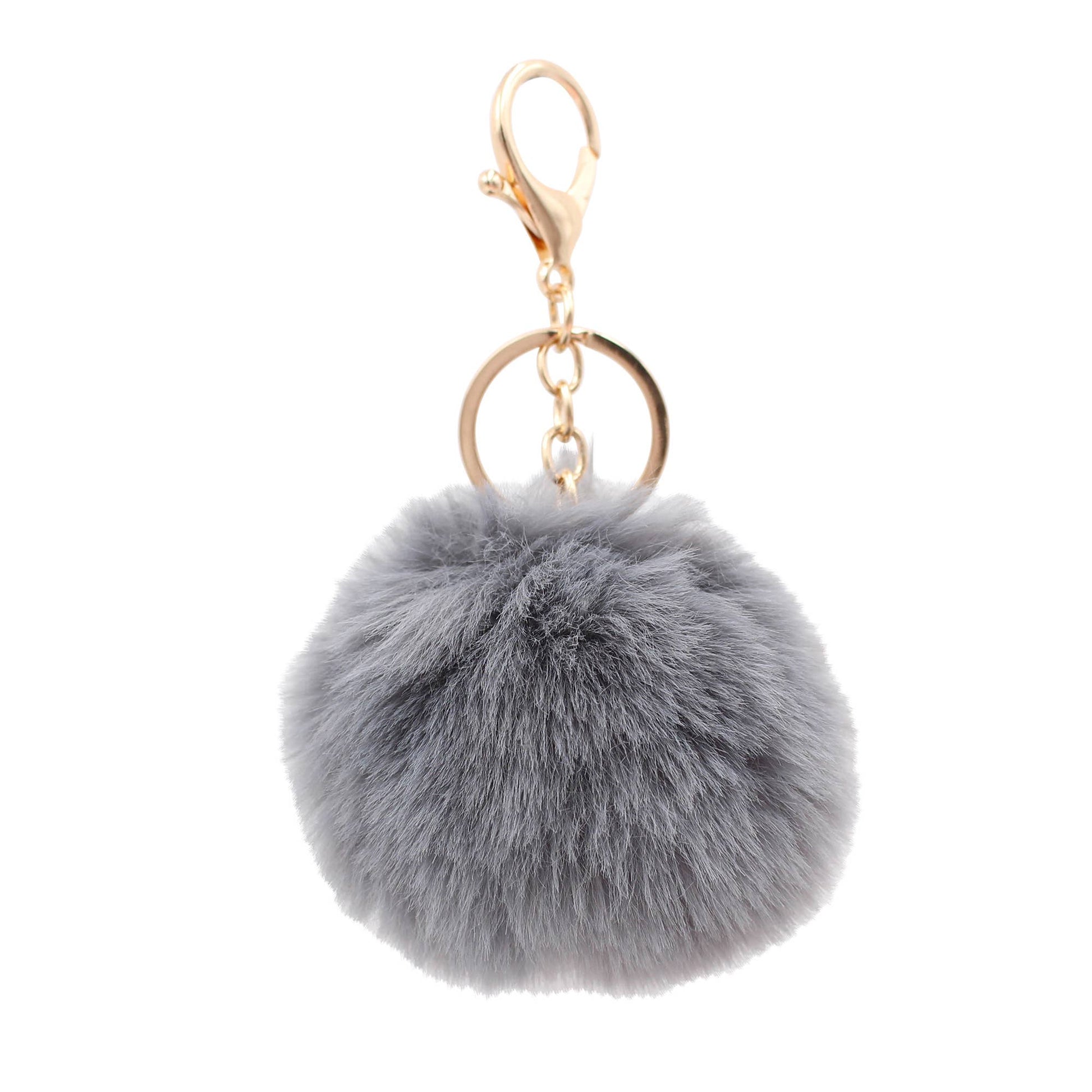 Image of Real Sic grey Cute Colorful Pom Pom Key chain - Fuzzy Key chain