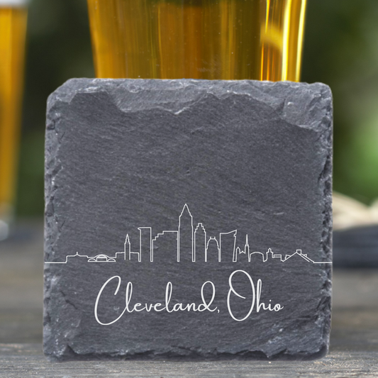 Blue Ridge Mountain Gifts - Cleveland OH - Simple Skyline - Laser Engraved Coaster