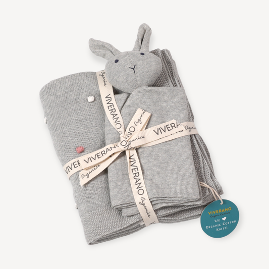 Viverano Organics - Bobble Knit Baby Blanket & Lovey Gift SET (Organic)