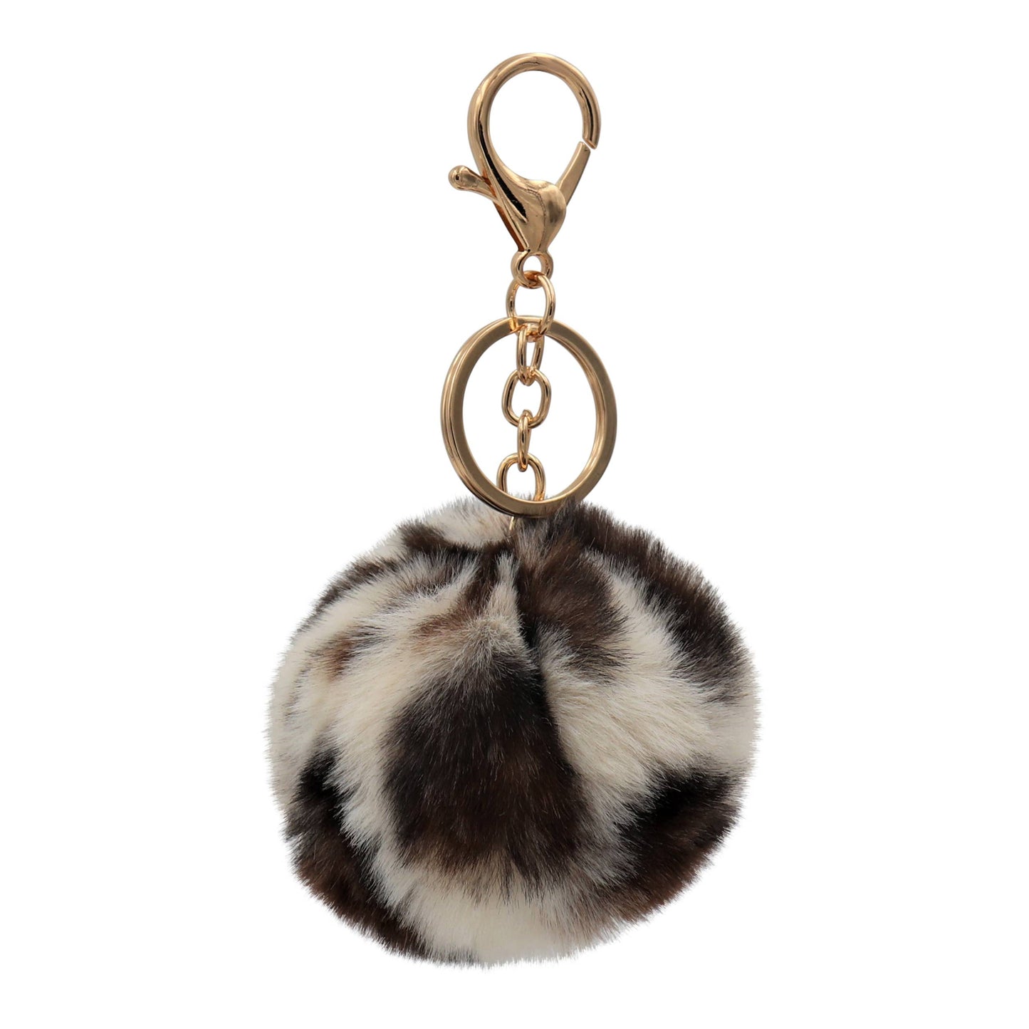 Image of Real Sic Snow Leopard Cute Colorful Pom Pom Key chain - Fuzzy Keychains