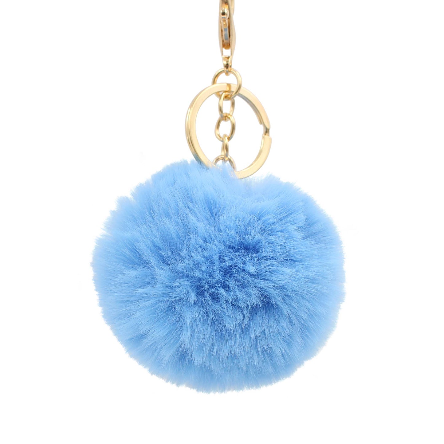 Image of Real Sic Powder Blue Cute Colorful Pom Pom Key chain - Fuzzy Key chain