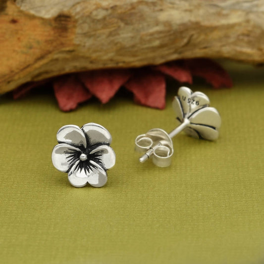 Nina Designs - Sterling Silver Pansy Post Earrings 8x8mm