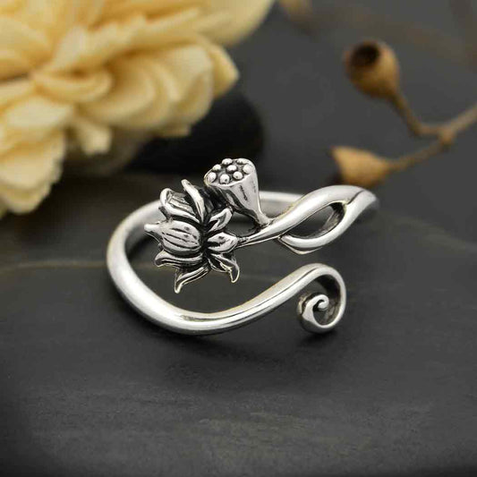 Nina Designs - Sterling Silver Adjustable Lotus Ring