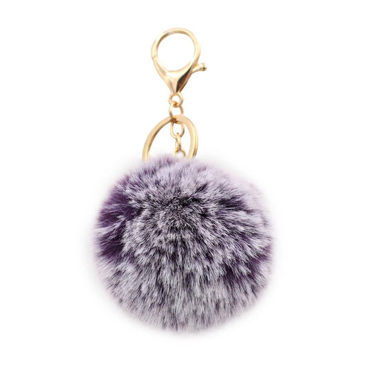 Image of Real Sic Heather Purple Cute Colorful Pom Pom Key chain - Fuzzy Key chain