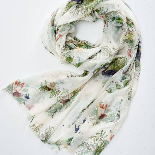 Fable England - Whispering Willows Ivory Light Weight Scarf