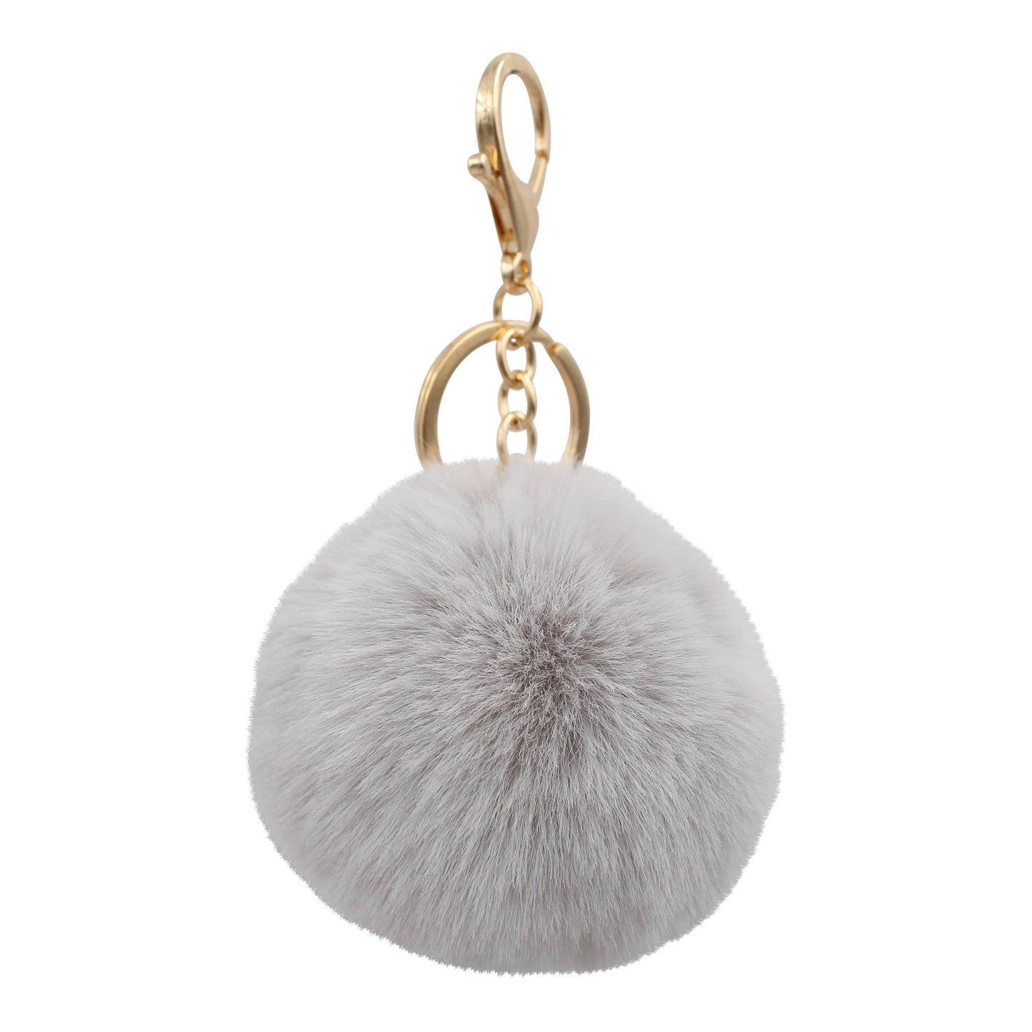 Image of Real Sic Silver Cute Colorful Pom Pom Key chain - Fuzzy Key chain