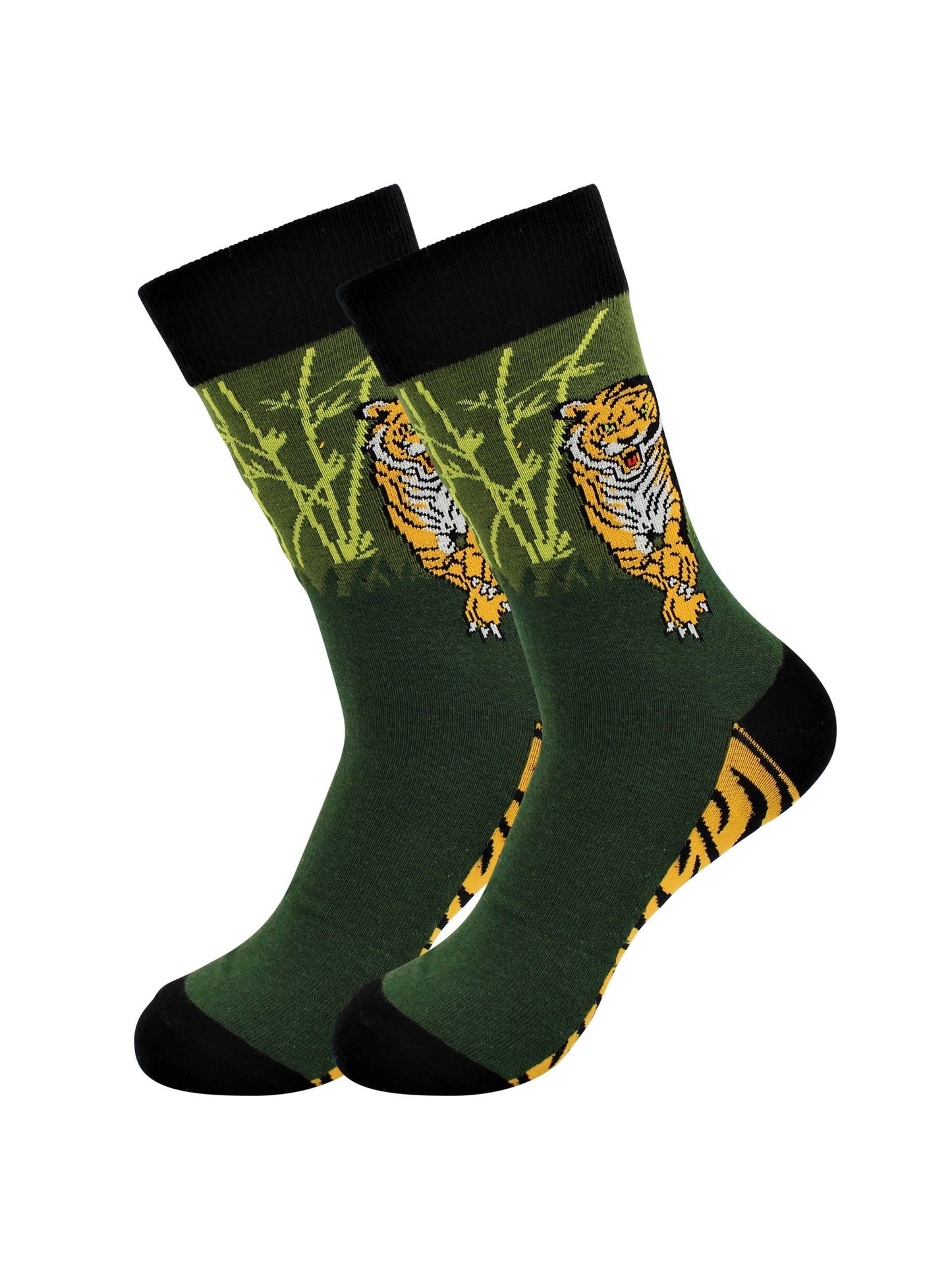 Image of Real Sic Green Tiger Tiger Socks – Comfy Exotic Animal Socks For Men and Women