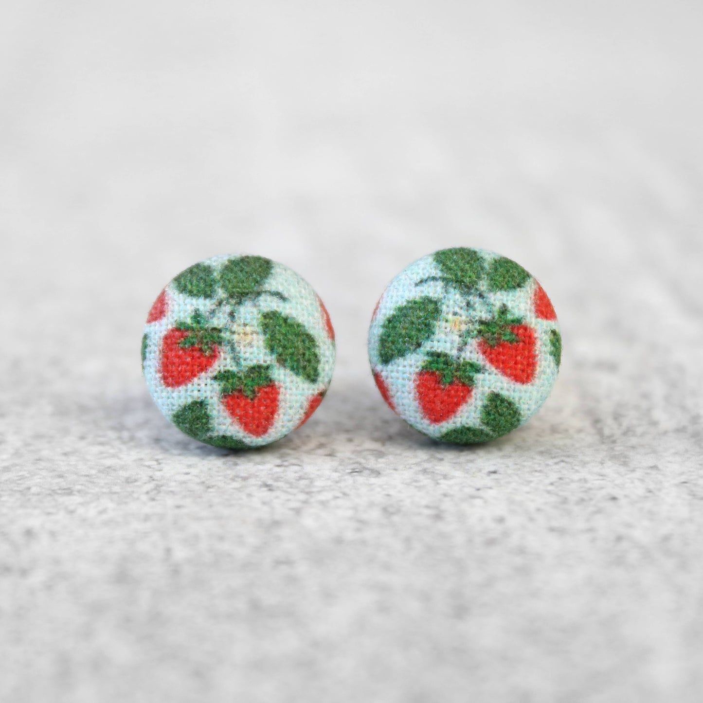 Rachel O's - Strawberry Patch Fabric Button Earrings