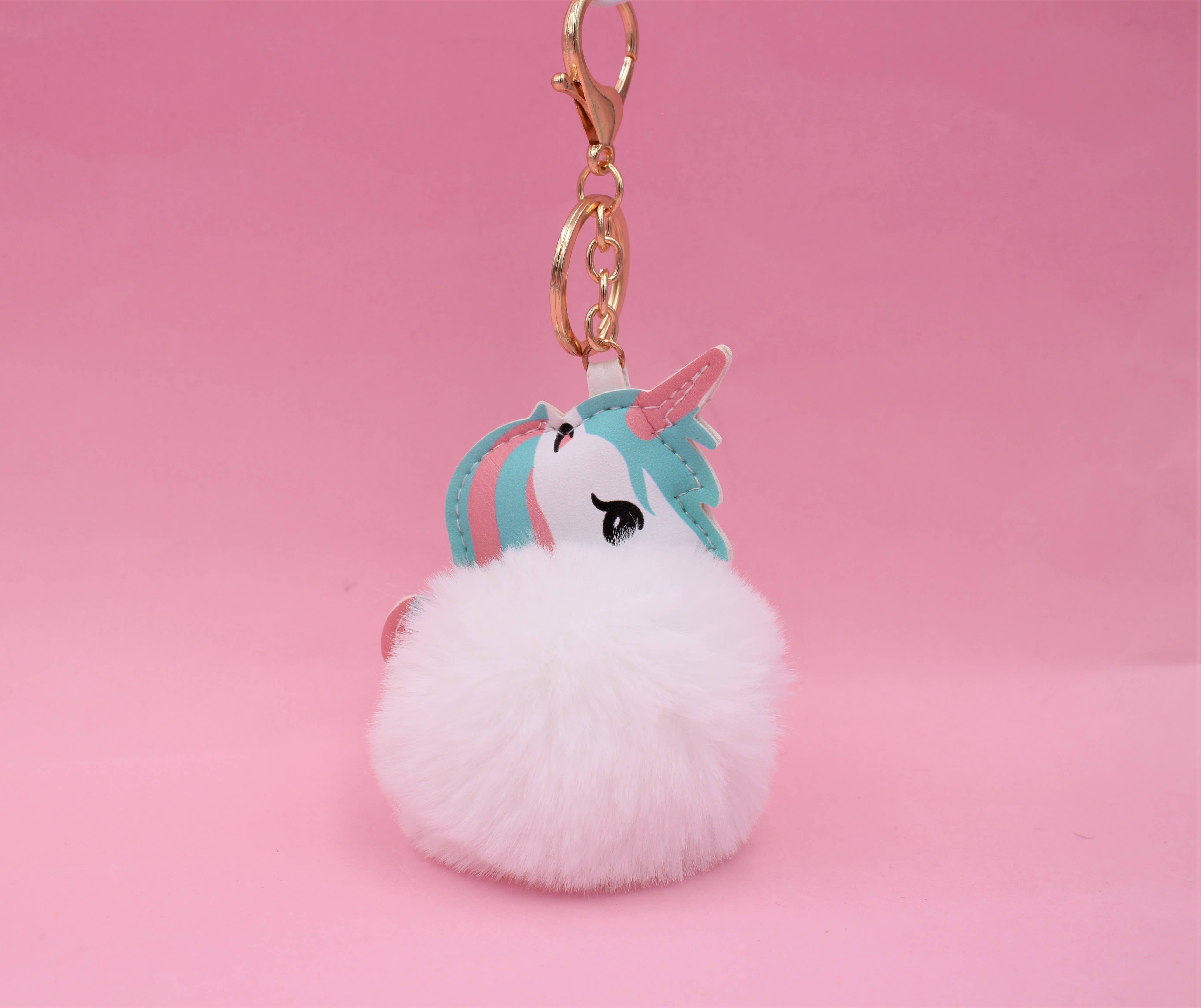 Real Sic Cute Animal Faux Fur Pom Pom Keychain