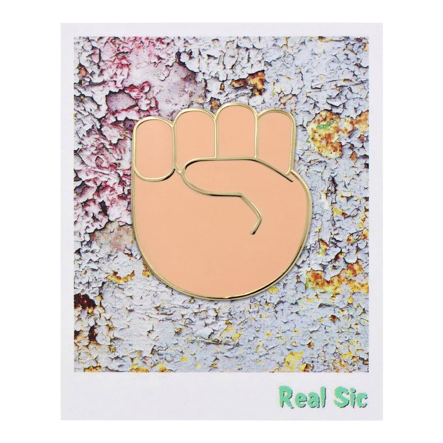 Image of Real Sic Medium-Light Skin Tone Raised Fist Protest Pride Black Lives Matter BLM Enamel Pin