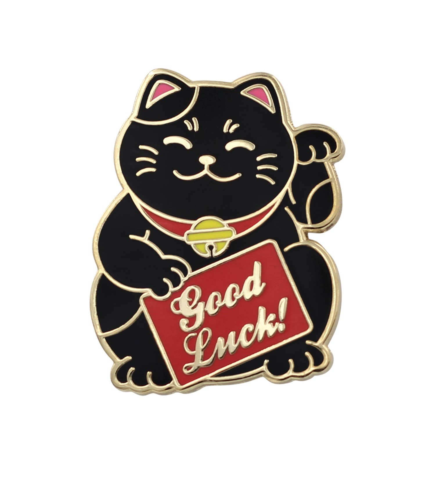 Image of Real Sic Black REAL SIC Lucky Cat Pin - Good Luck Waving Cat Enamel Pin