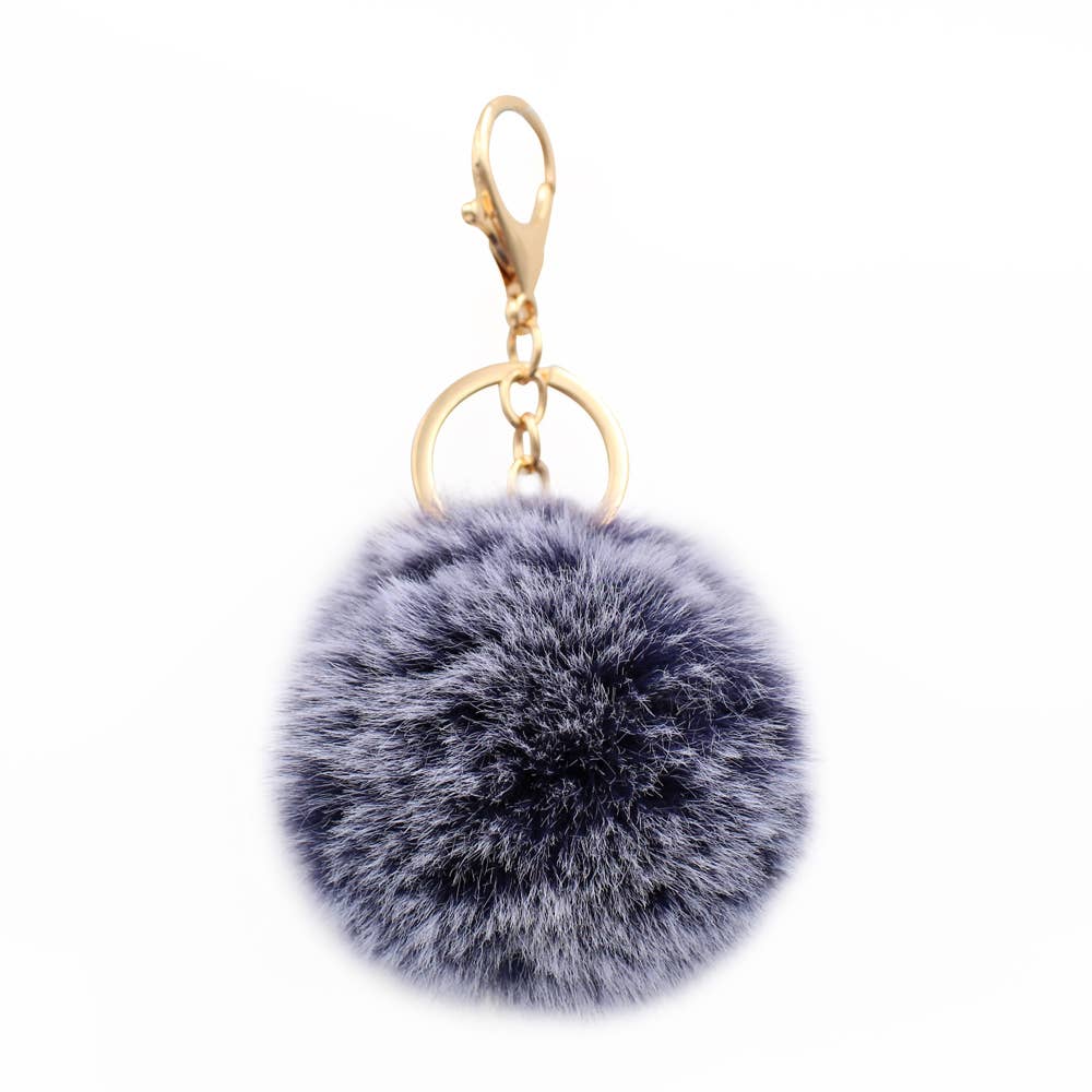 Image of Real Sic Heather Blue Cute Colorful Pom Pom Key chain - Fuzzy Key chain