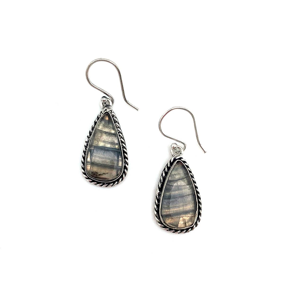 Kashi Semiprecious Large Stone Earrings - Labradorite