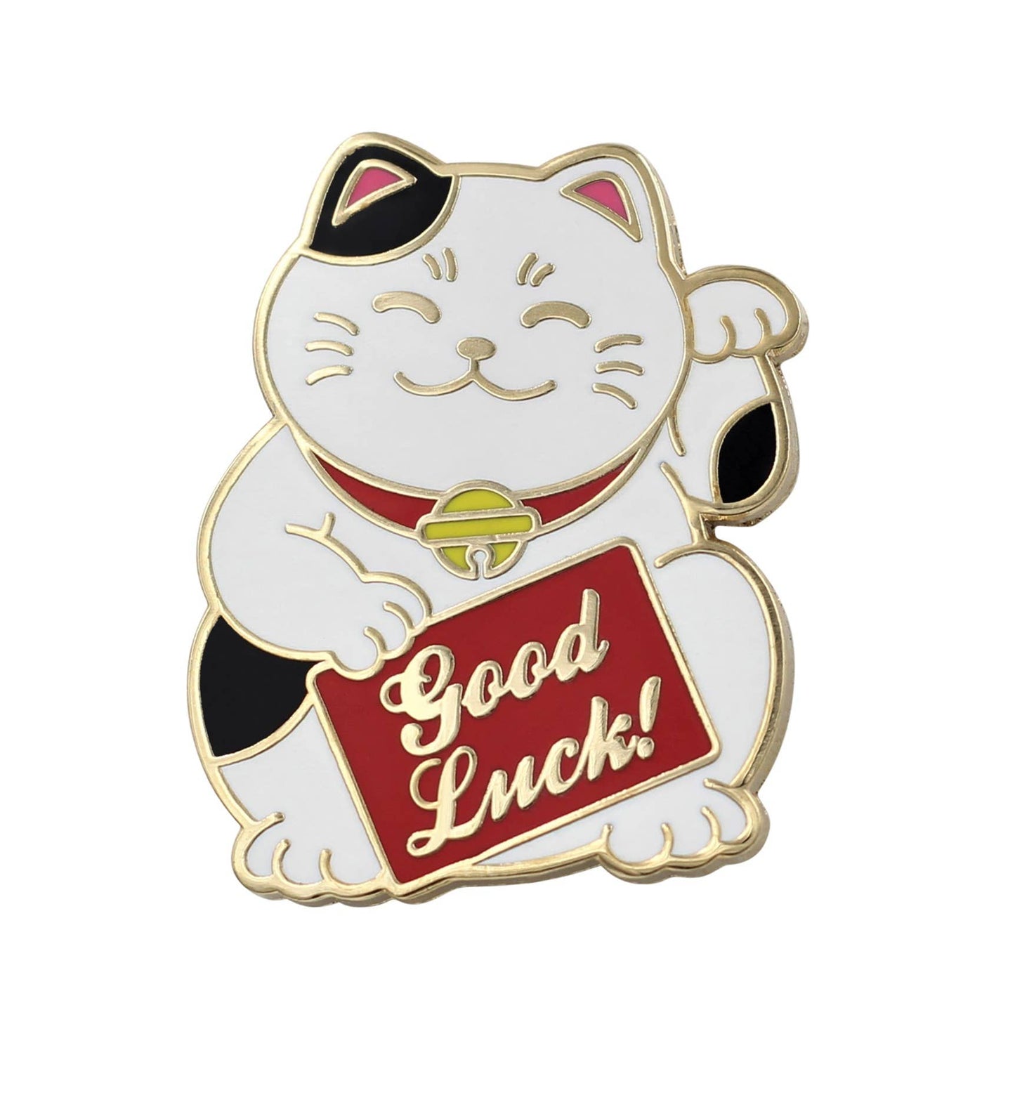 Image of Real Sic White REAL SIC Lucky Cat Pin - Good Luck Waving Cat Enamel Pin