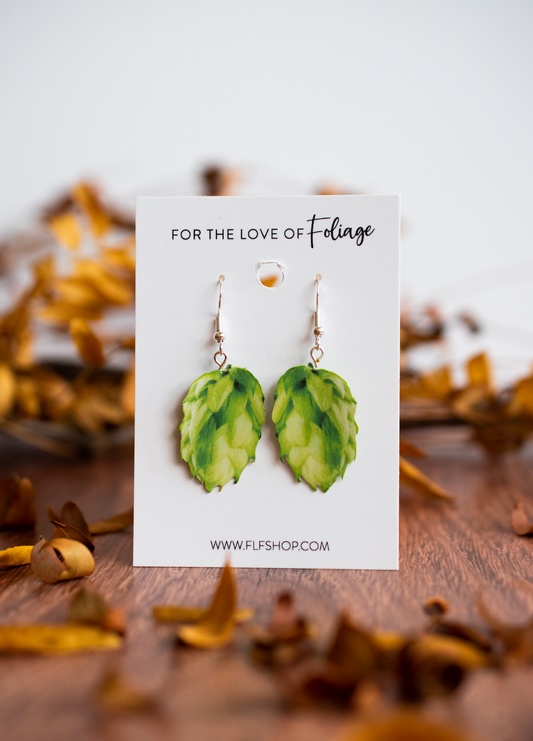 Hops Cone Plant Earrings | Leaf Earrings | Beer Lover Brewer
