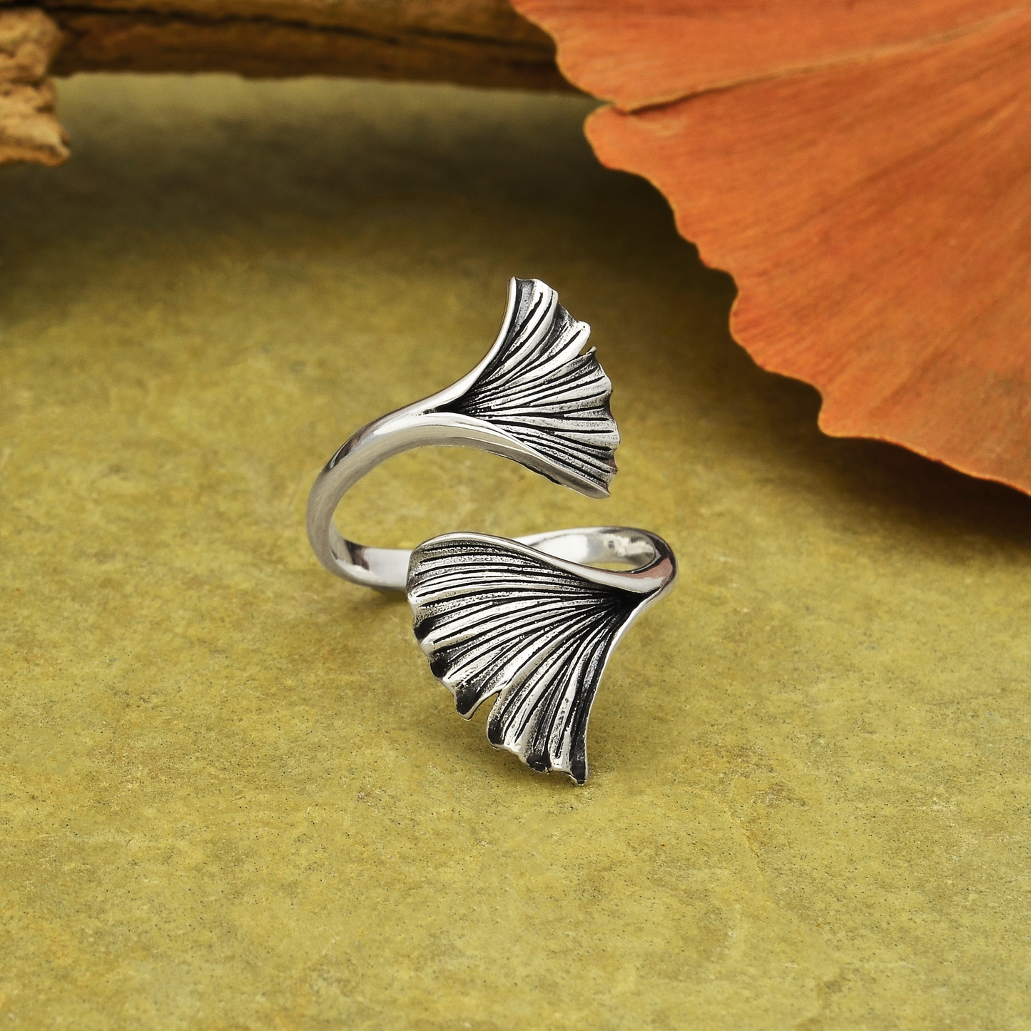 Adjustable Ginkgo Leaf Ring