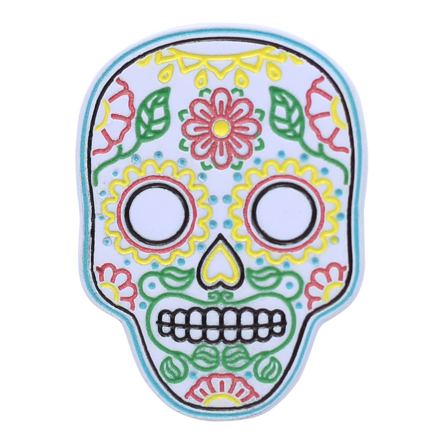 Image of Real Sic Yellow&White Neon Sugar Skull – Día de Muertos Enamel Pin