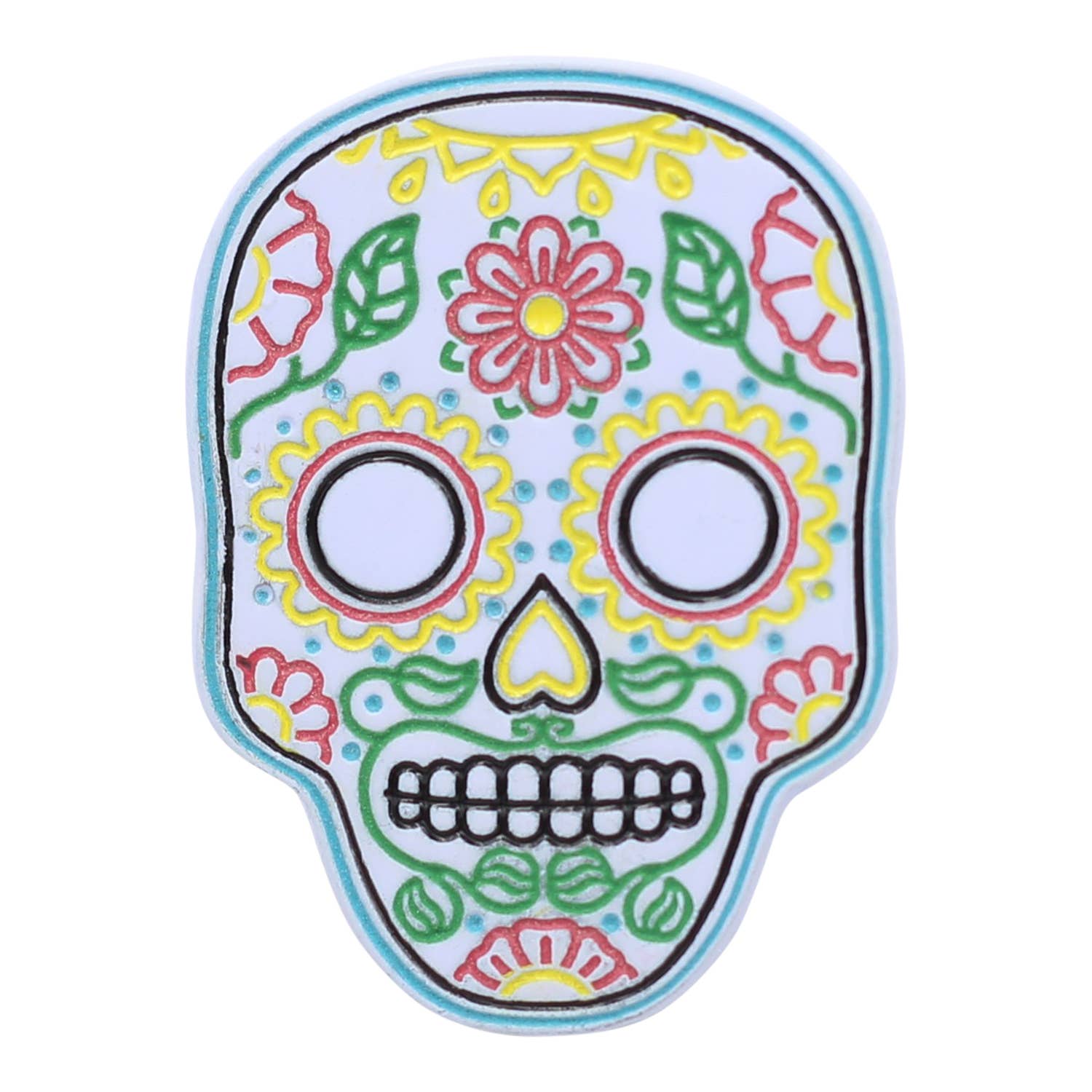 Image of Real Sic Yellow&White Neon Sugar Skull – Día de Muertos Enamel Pin