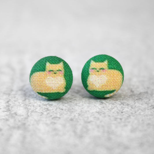 Rachel O's - Loaf Cat Fabric Button Earrings