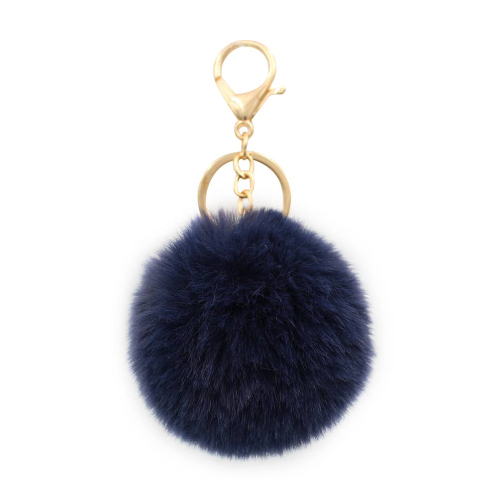 Image of Real Sic Navy Cute Colorful Pom Pom Key chain - Fuzzy Key chain