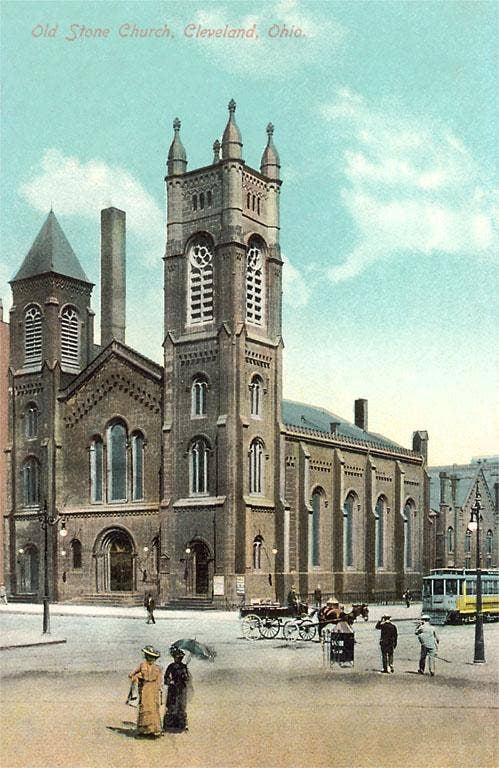 OH-525 Old Stone Church, Cleveland - Vintage Image, Postcard