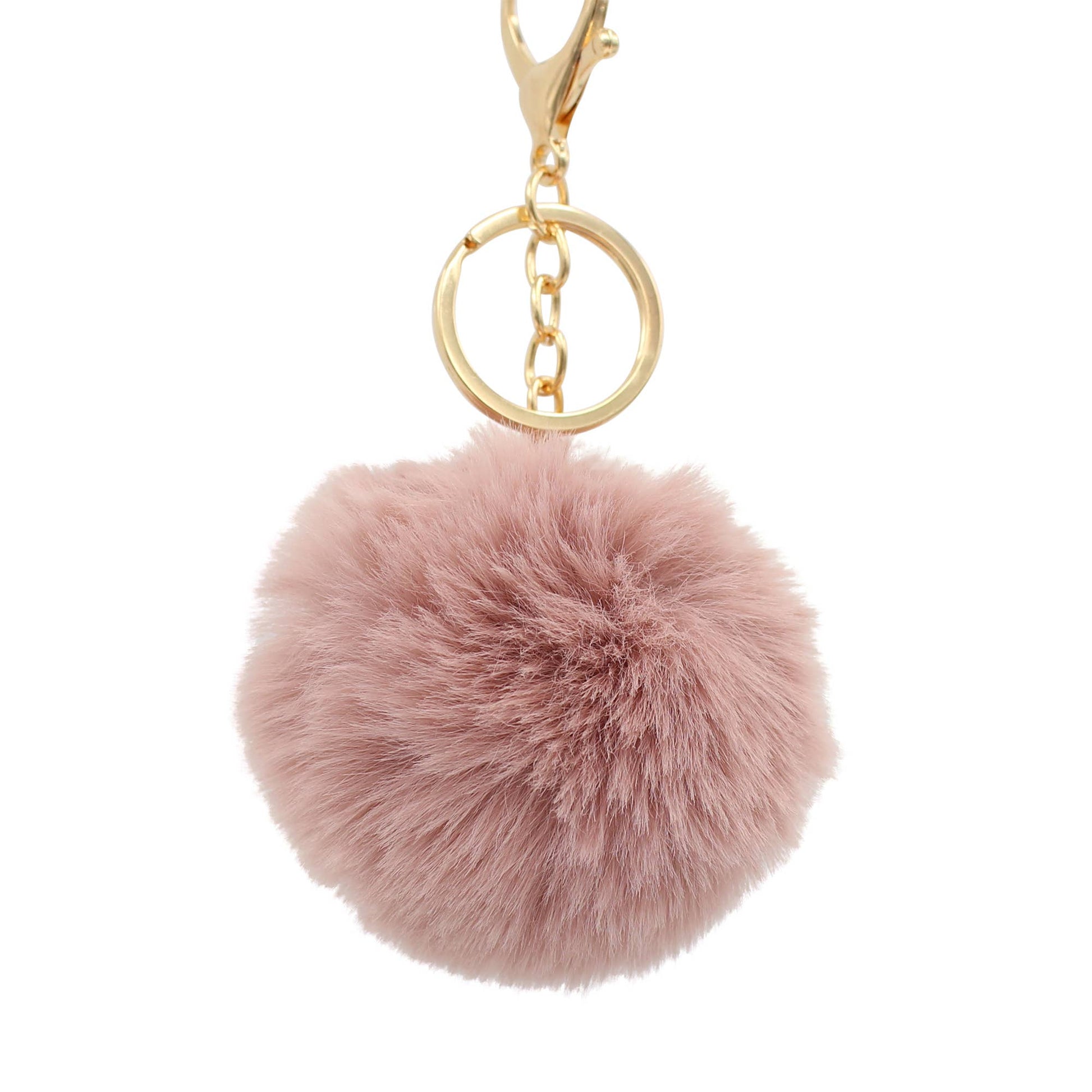 Image of Real Sic Taupe Cute Colorful Pom Pom Key chain - Fuzzy Key chain