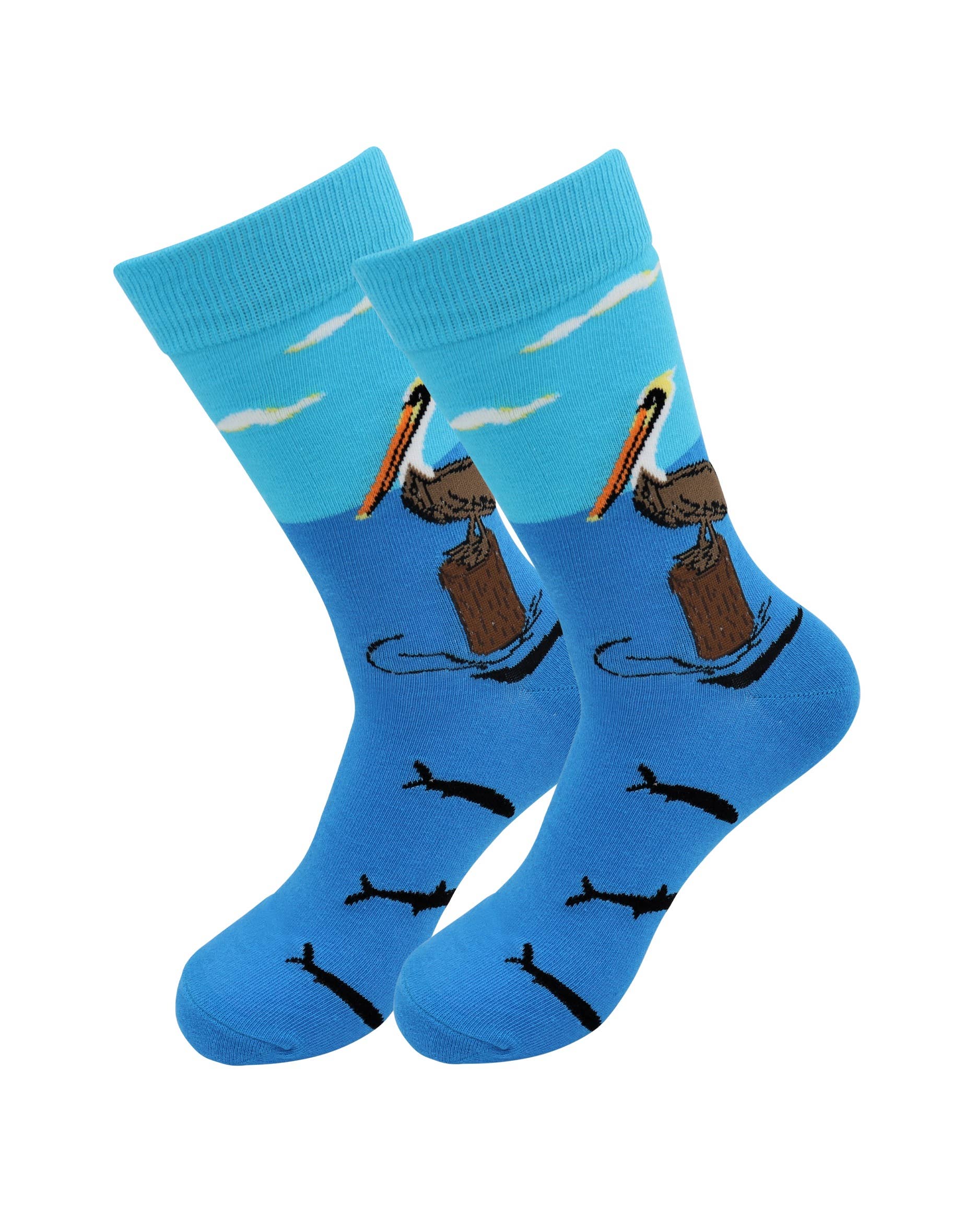 Image of Real Sic Pelican & Fish Animal Socks - Pelican, Puffin, Flamingo, Penguin Fun Socks