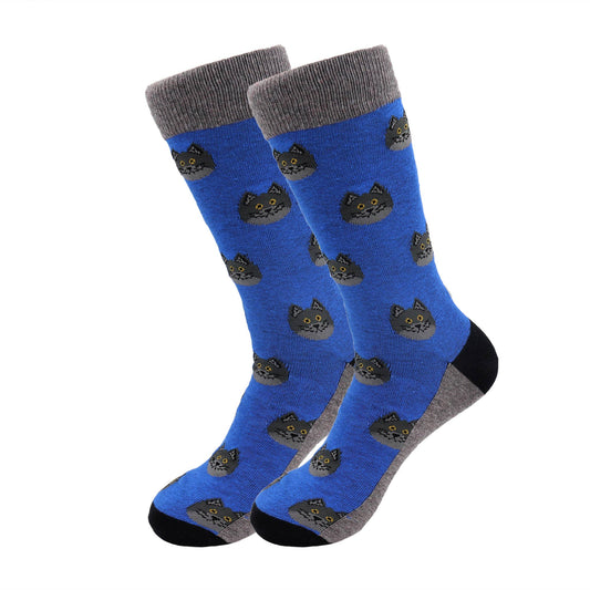 Image of Real Sic  Casual Designer Animal Socks - Blue Cat - for Men and Women