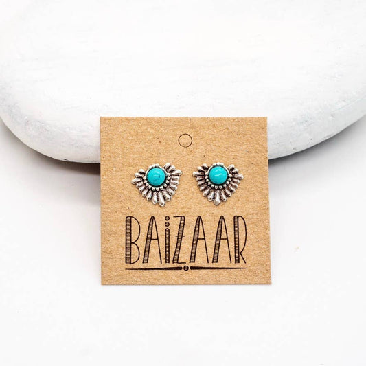 Baizaar - Turquoise Blossom Stud Earring - Perfect for Spring, Summer!