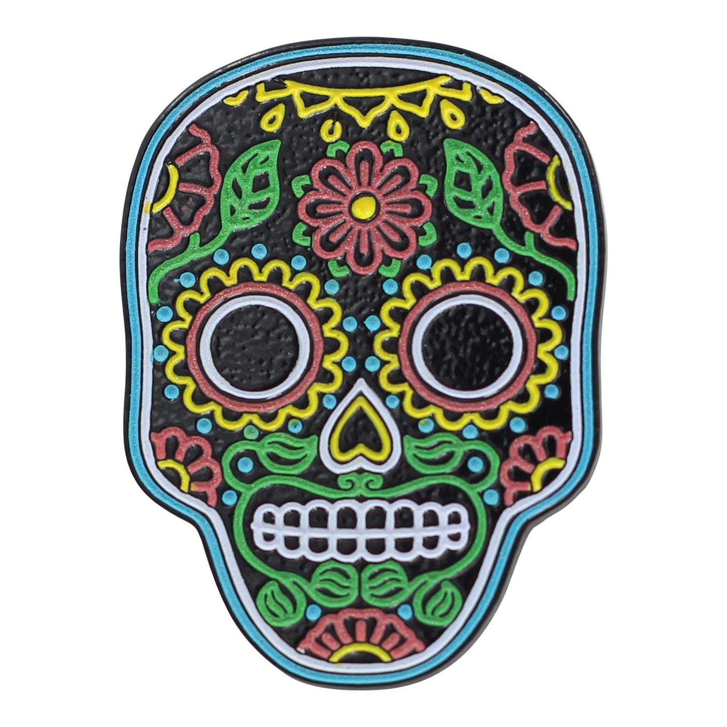 Image of Real Sic Green&Black Neon Sugar Skull – Día de Muertos Enamel Pin