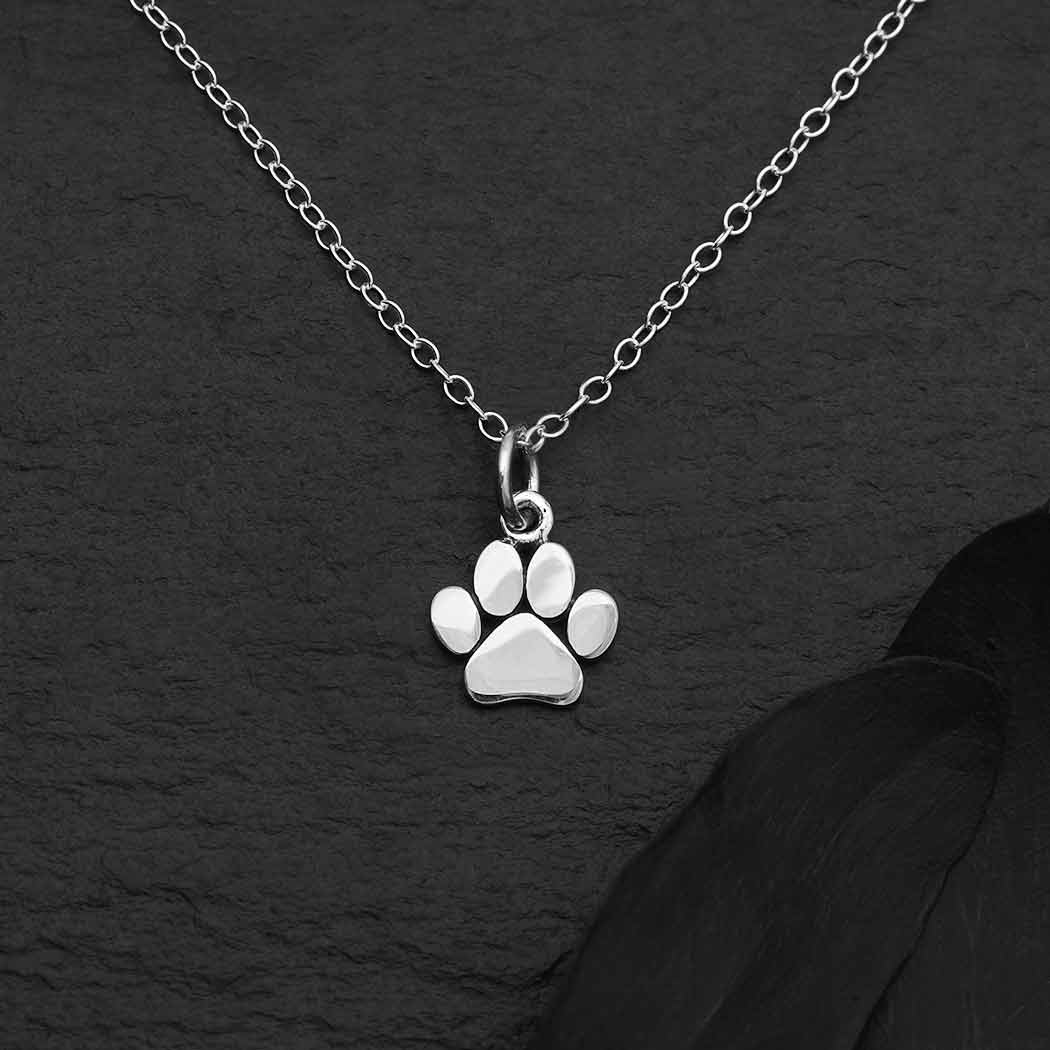 Nina Designs - Sterling Silver 18 Inch Paw Print Necklace – Olie's Gift ...