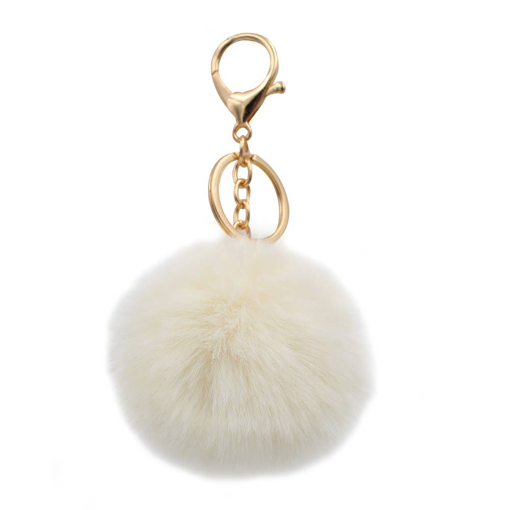 Image of Real Sic White Cute Colorful Pom Pom Key chain - Fuzzy Key chain