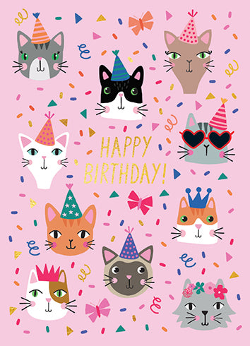 Birthday card PARTY CATS