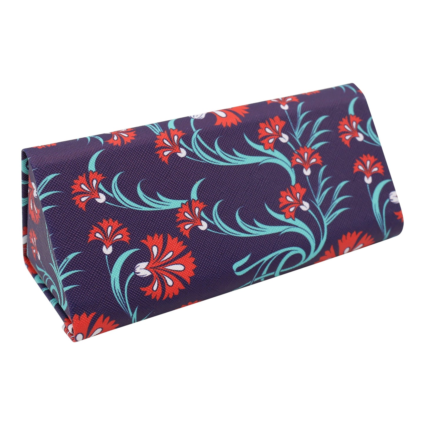 Carnation Flower Eyewear Glasses Case - Eco Leather Magnetic Folding Hard Case for Sunglasses, Eyeglasses, Reading Glasses