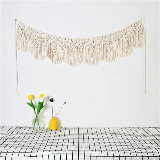 Hand Woven Cotton Macrame Wall Hanging Curtain Decor Banner