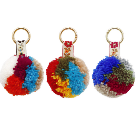 Handmade Bohemian Yarn Ball Key Ring Bag Tassel Keychain