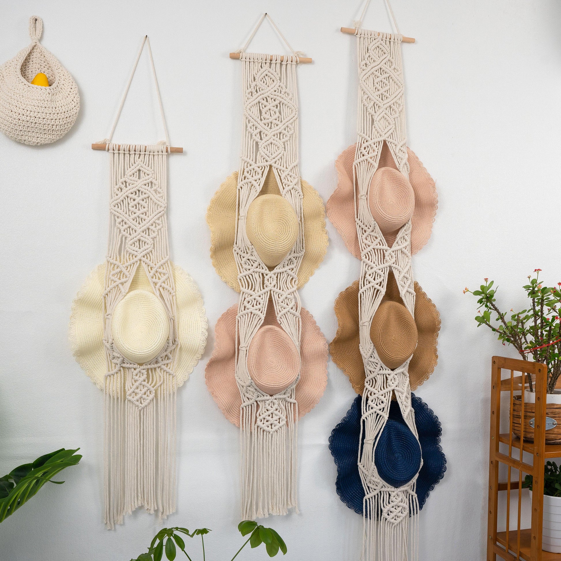 Macrame Hat Hanger on a Branch — Timms Made