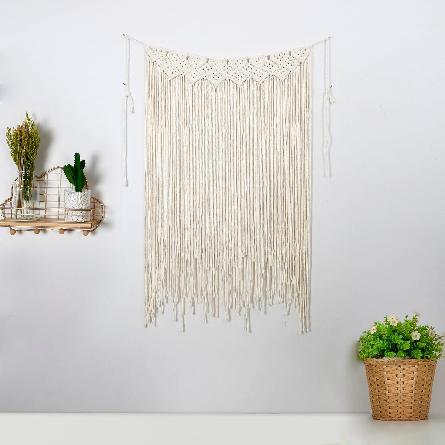 Hand Woven Tapestry Macrame Curtain Tassel Wall Hanging Decor - Waterfall